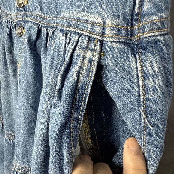 Free People We The Free Dreamweaver Maxi Skirt Sz L Blue DenimTiered Jean - Picture 6 of 12